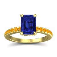 Blue Sapphire Ring In 18k Yellow Gold With Citrine Samicina Emerald Classic Ring
