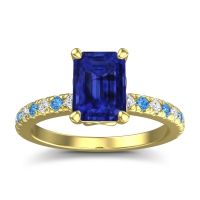 Blue Sapphire Ring In 18k Yellow Gold With Lab Diamond And Swiss Blue Topaz Samicina Emerald Classic Ring