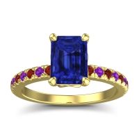 Blue Sapphire Ring In 14k Yellow Gold With Garnet And Amethyst Samicina Emerald Classic Ring