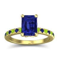 Blue Sapphire Ring In 14k Yellow Gold With Peridot Samicina Emerald Classic Ring