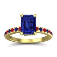 Blue Sapphire Ring In 18k Yellow Gold With Ruby Samicina Emerald Classic Ring