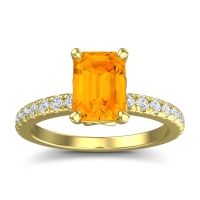Citrine Ring In 18k Yellow Gold With Diamond And Lab Diamond Samicina Emerald Classic Ring