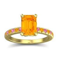 Citrine Ring In 18k Yellow Gold With Pink Tourmaline Samicina Emerald Classic Ring