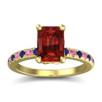 Garnet Ring In 18k Yellow Gold With Blue Sapphire And Pink Tourmaline Samicina Emerald Classic Ring