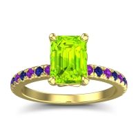Peridot Ring In 18k Yellow Gold With Amethyst And Blue Sapphire Samicina Emerald Classic Ring