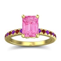 Pink Tourmaline Ring In 14k Yellow Gold With Amethyst And Garnet Samicina Emerald Classic Ring