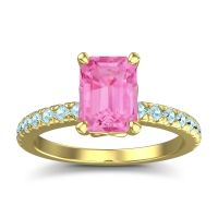 Pink Tourmaline Ring In 14k Yellow Gold With Aquamarine Samicina Emerald Classic Ring