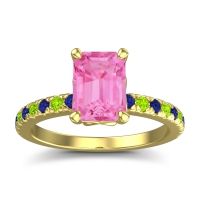 Pink Tourmaline Ring In 14k Yellow Gold With Blue Sapphire And Peridot Samicina Emerald Classic Ring