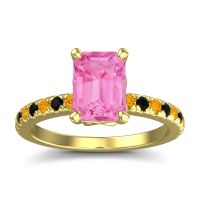 Pink Tourmaline Ring In 18k Yellow Gold With Citrine And Black Onyx Samicina Emerald Classic Ring