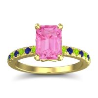 Pink Tourmaline Ring In 14k Yellow Gold With Peridot And Blue Sapphire Samicina Emerald Classic Ring