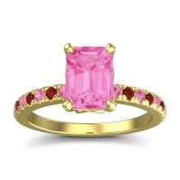 Pink Tourmaline Ring In 14k Yellow Gold With Garnet Samicina Emerald Classic Ring