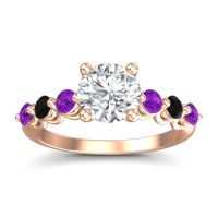 Lab Diamond Ring In 18K Rose Gold With Amethyst And Black Onyx Kirita Round Classic Ring