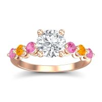 Lab Diamond Ring In 18K Rose Gold With Pink Tourmaline And Citrine Kirita Round Classic Ring