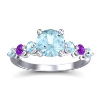 Aquamarine Ring In Platinum With Amethyst Kirita Round Classic Ring