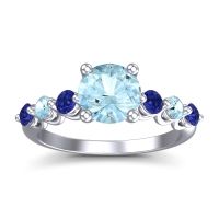Aquamarine Ring In Platinum With Blue Sapphire Kirita Round Classic Ring