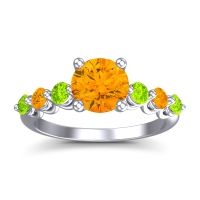 Citrine Ring In Palladium With Peridot Kirita Round Classic Ring