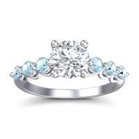 Lab Diamond Ring In 14k White Gold With Aquamarine Kirita Round Classic Ring