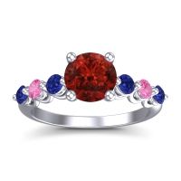 Garnet Ring In Platinum With Blue Sapphire And Pink Tourmaline Kirita Round Classic Ring