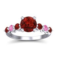 Garnet Ring In Palladium With Pink Tourmaline Kirita Round Classic Ring