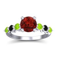 Garnet Ring In Palladium With Peridot And Black Onyx Kirita Round Classic Ring