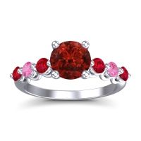 Garnet Ring In Palladium With Ruby And Pink Tourmaline Kirita Round Classic Ring