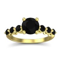 Black Onyx Ring In 14k Yellow Gold Kirita Round Classic Ring