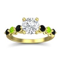 Lab Diamond Ring In 18k Yellow Gold With Black Onyx And Peridot Kirita Round Classic Ring