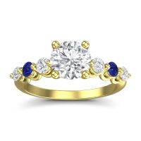 Lab Diamond Ring In 18k Yellow Gold With Blue Sapphire Kirita Round Classic Ring
