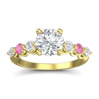 Lab Diamond Ring In 14k Yellow Gold With Diamond And Pink Tourmaline Kirita Round Classic Ring