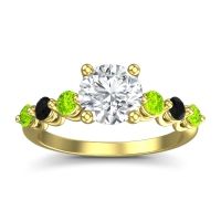 Lab Diamond Ring In 14k Yellow Gold With Peridot And Black Onyx Kirita Round Classic Ring