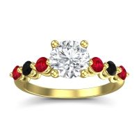 Lab Diamond Ring In 14k Yellow Gold With Ruby And Black Onyx Kirita Round Classic Ring