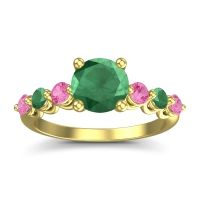 Emerald Ring In 14k Yellow Gold With Pink Tourmaline Kirita Round Classic Ring