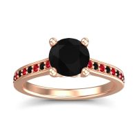 Black Onyx Ring In 18K Rose Gold With Ruby Vakra Round Classic Ring