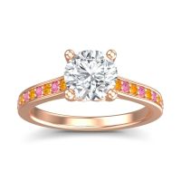 Lab Diamond Ring In 18K Rose Gold With Citrine And Pink Tourmaline Vakra Round Classic Ring