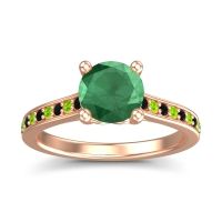 Emerald Ring In 18K Rose Gold With Black Onyx And Peridot Vakra Round Classic Ring