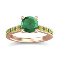 Emerald Ring In 14K Rose Gold With Peridot Vakra Round Classic Ring