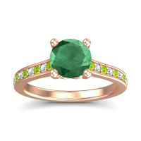Emerald Ring In 18K Rose Gold With Peridot And Aquamarine Vakra Round Classic Ring