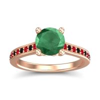 Emerald Ring In 18K Rose Gold With Ruby And Black Onyx Vakra Round Classic Ring