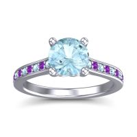 Aquamarine Ring In Platinum With Amethyst Vakra Round Classic Ring