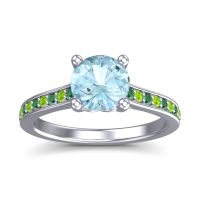 Aquamarine Ring In 14k White Gold With Emerald And Peridot Vakra Round Classic Ring