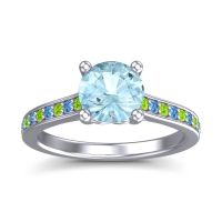 Aquamarine Ring In Platinum With Peridot And Swiss Blue Topaz Vakra Round Classic Ring