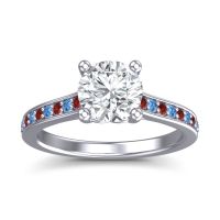 Lab Diamond Ring In Palladium With Garnet And Swiss Blue Topaz Vakra Round Classic Ring