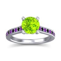 Peridot Ring In Platinum With Amethyst And Black Onyx Vakra Round Classic Ring