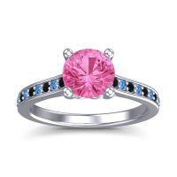 Pink Tourmaline Ring In 14k White Gold With Black Onyx And Swiss Blue Topaz Vakra Round Classic Ring