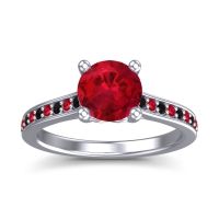 Ruby Ring In Palladium With Black Onyx Vakra Round Classic Ring