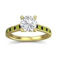 Lab Diamond Ring In 18k Yellow Gold With Black Onyx And Peridot Vakra Round Classic Ring