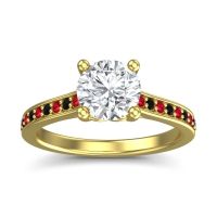Lab Diamond Ring In 14k Yellow Gold With Ruby And Black Onyx Vakra Round Classic Ring