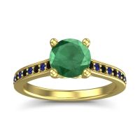 Emerald Ring In 14k Yellow Gold With Black Onyx And Blue Sapphire Vakra Round Classic Ring