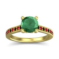 Lab Emerald Ring In 18k Yellow Gold With Black Onyx And Ruby Vakra Round Classic Ring