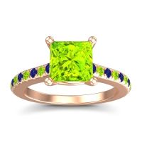 Peridot Ring In 14K Rose Gold With Blue Sapphire Racana Princess Classic Ring